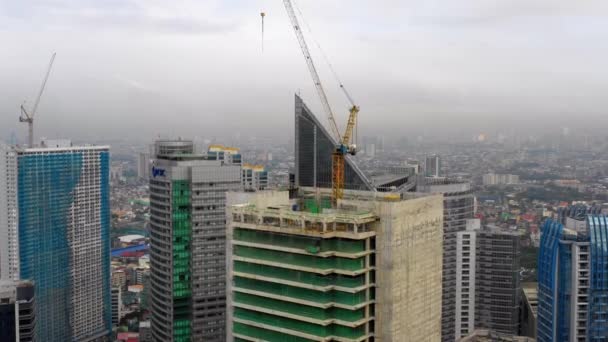 Edificios Contrucción Ciudad Manila Capital Filipinas Hermoso Panorama Del Centro — Vídeo de stock