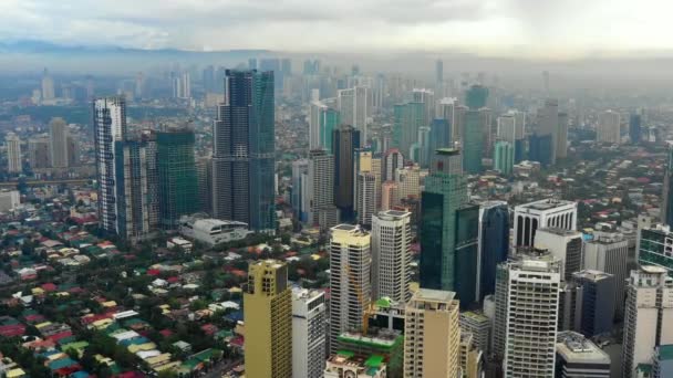 Manila Skyline Capital Philippines Beautiful Panorama Buildings City Unde Sun — Stock Video