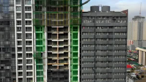 Close Van Residentiële Gebouwen Stad Manilla Filipijnen Kunnen Ramen Van — Stockvideo