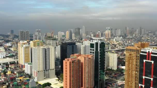 Manila Città Coperta Nebbia Inquinamento Bellissimo Panorama Buidings Della Città — Video Stock