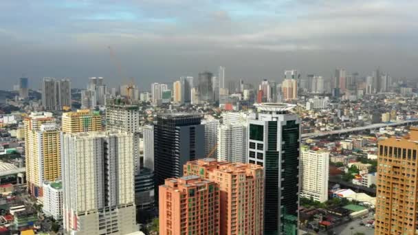 Kota Manila Dipenuhi Kabut Dan Polusi Indah Panorama Buidings Kota — Stok Video