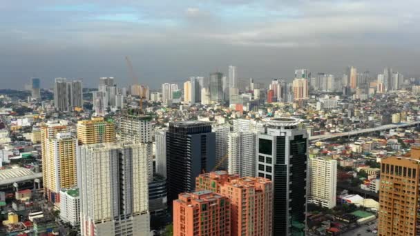 Manila Ciudad Cubierta Niebla Contaminación Hermoso Panorama Los Edificios Ciudad — Vídeo de stock