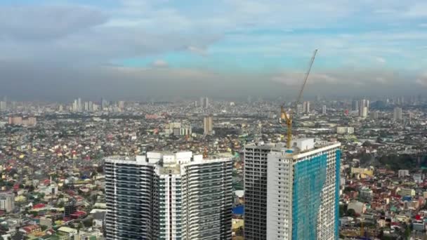 Здания Строительстве Городе Манила Столице Филиппин Красивая Панорама Делового Центра — стоковое видео