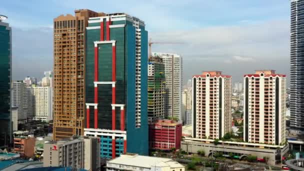 Здание Городе Манила Филиппинах Жилое Бизнес Здание Небоскребах Вид Воздуха — стоковое видео