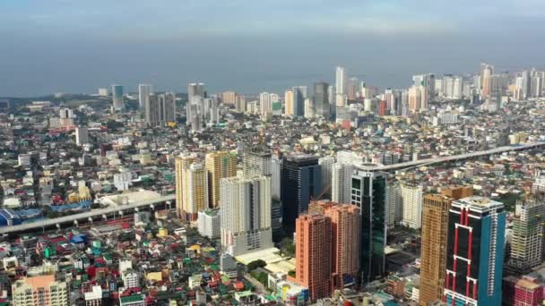 Manilla Skyline Bedekt Met Plundering Bij Daglicht Prachtige Hoofdstad Van — Stockvideo