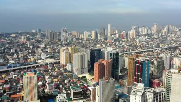 Skyline Manila Cubierto Plución Luz Del Día Hermosa Capital Filipinas — Vídeo de stock