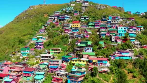 Filipinler Benguet Teki Trinidad Kasabasında Renkli Evler Renkli Çatılarda Harika — Stok video