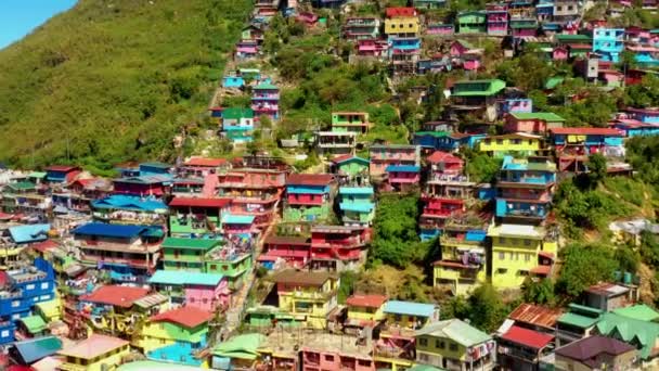 Filipinler Benguet Teki Trinidad Kasabasında Renkli Evler Renkli Çatılarda Harika — Stok video