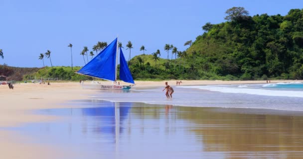Barco Playa Isla Nido Filipinas Perfecto Para Actividad Ocio Vacaciones — Vídeos de Stock