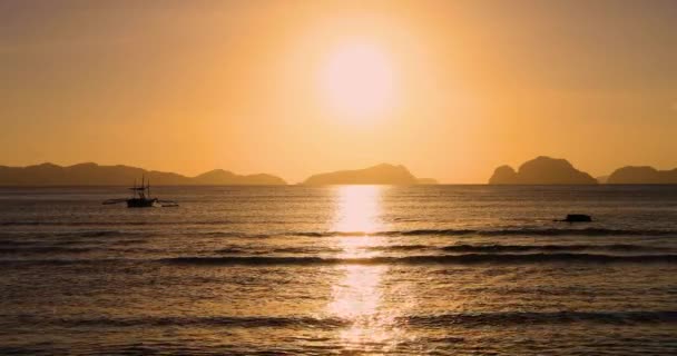 Pôr Sol Sobre Mar Nido Nas Filipinas Paisagem Paraíso Com — Vídeo de Stock