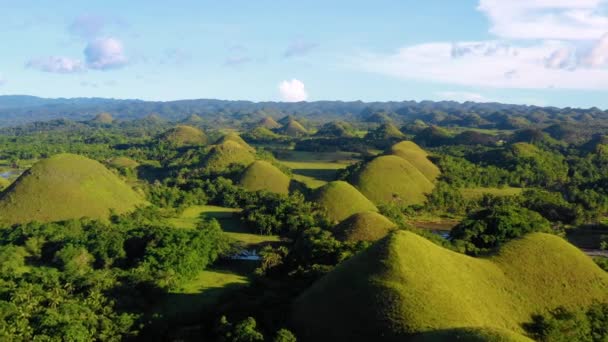 Veduta Aerea Con Drone Sopra Chocolate Hills Bohol Nelle Filippine — Video Stock