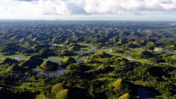 Blick Mit Einer Drohne Über Die Chocolate Hills Von Bohol — Stockvideo