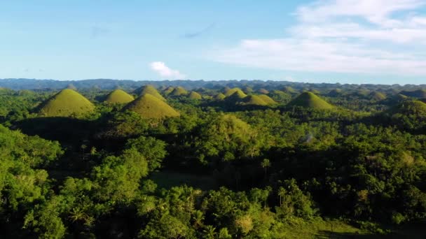 Πανοραμική Θέα Drone Πάνω Από Chocolate Hills Bohol Στις Φιλιππίνες — Αρχείο Βίντεο