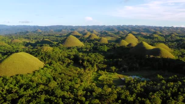 Panoramisch Uitzicht Met Een Drone Chocolate Hills Bohol Filippijnen Prachtige — Stockvideo