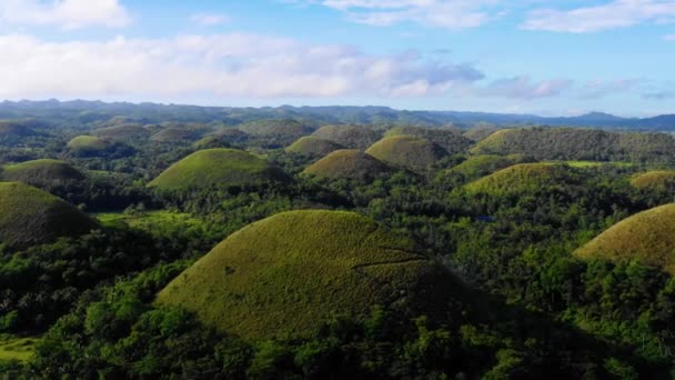 Chocolate Hills Bohol Fülöp Szigeteken Gyönyörű Zöld Dombok Fák Egész — Stock videók