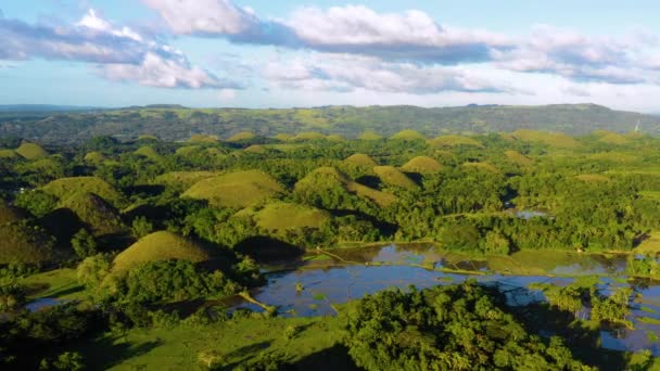 Pola Ryżowe Chocolate Hills Bohol Filipiny Piękne Zielone Wzgórza Gospodarstwo — Wideo stockowe