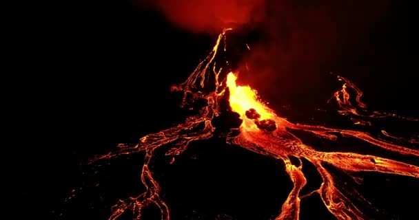 Incredible Aerial View Dramatic Volcano Eruption Fagradalsfjall Volcano Reykjanes Peninsula — Vídeo de stock