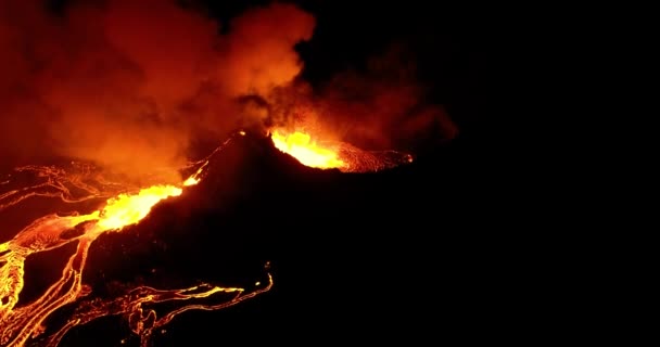 Захватывающий Снимок Извержения Вулкана Фаградальсфьолл 2021 Году Захватывающий Снимок Извержения — стоковое видео