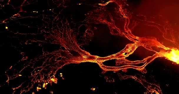 Close Shot Drone Tracking Thick Flows Viscous Slow Moving Lava — Vídeo de stock