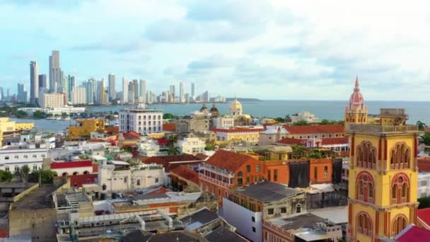 Amazing Aerial View Cartagena Portal City Colombia — 비디오