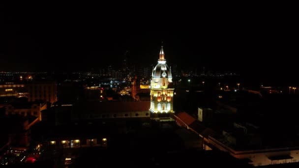 Beautiful View Cartagena Cathedral Night — Stock video