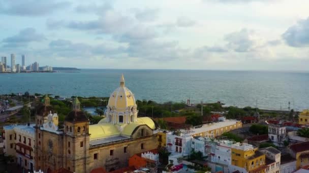 Aerial View San Pedro Cathedral Amazing Monument Cartagena — Stok video