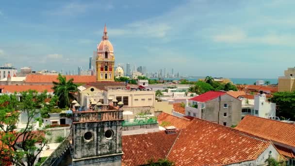 Drone Shot Showing Amazing View Cartagena — Stockvideo