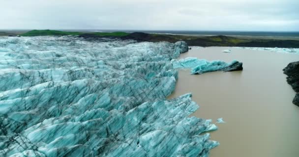 Dikke Laag Bevroren Ijs Gletsjermeer Van Solheimajokull Ijsland Een Dikke — Stockvideo