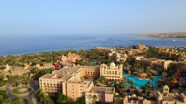 Hurghada Plaj Kasabası Mısır Daki Tatil Köyü Gökyüzünden Görüldüğü Gibi — Stok video