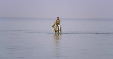 Işıl ışıl kızıl deniz, ortasında beyaz atını süren bir adam. Yakışıklı bir adam muhteşem beyaz atını Kızıl Deniz 'in ışıl ışıl sularında sürüyor. Bu da ılık bir yaz gününde güzel bir güneş ışığını yansıtıyor.
