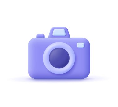 Lens ve kalça 3D vektör ikonlu fotoğraf makinesi. Çizgi film biçimi.