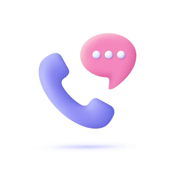 Phone Handset Speech Bubble Vector Icon Cartoon Minimal Style Support — Stockvector