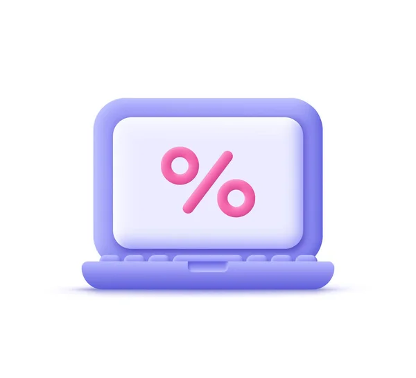 Ποσοστό Έκπτωσης Laptop Διανυσματικό Εικονίδιο Κινούμενο Minimal Στυλ — Διανυσματικό Αρχείο