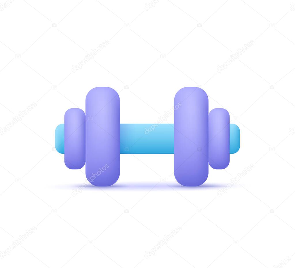 Sports dumbell for training exercise. Gym equipment. 3d vector icon. Cartoon minimal style.