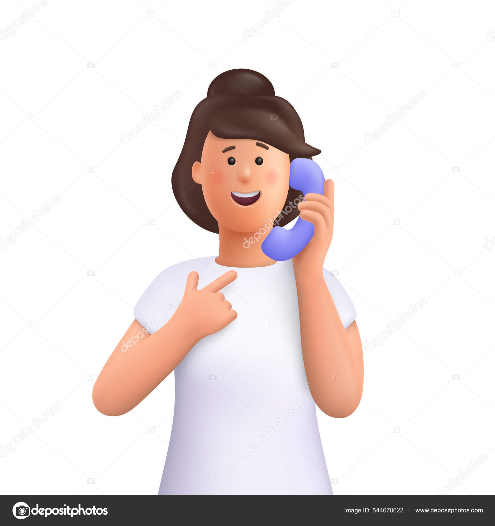 Jovem Mulher Sorridente Jane Falando Telefone Ligando Por Telefone  Comunicação Vetor de stock de ©molokowall 544670622, image size:1600x1700