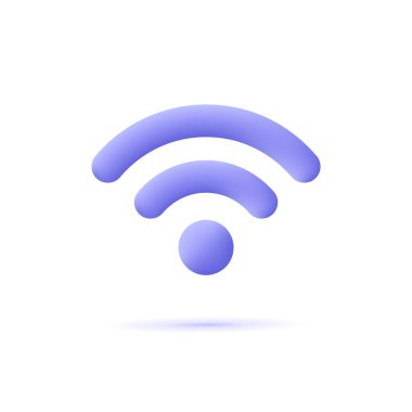 Wifi sinyali, bağlantı ve ağ sembolü. 3d vektör simgesi. Çizgi film biçimi.