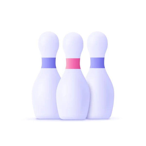 Bowling Pins Sport Championship Competition Concept Vector Icon Cartoon Minimal — Stock Vector