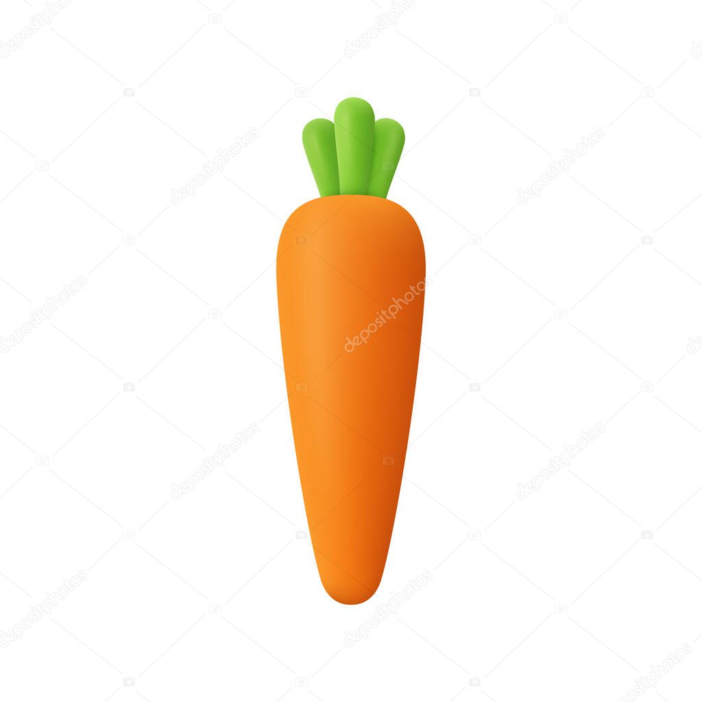 Carrot. Vegetables, autumn, Easter. 3d vector icon. Cartoon minimal style.