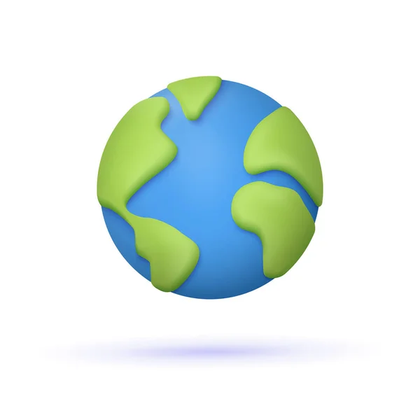 Föld Bolygó Földgömb Világtérképpel Ökológia Vektor Ikon Rajzfilm Minimális Stílus — Stock Vector