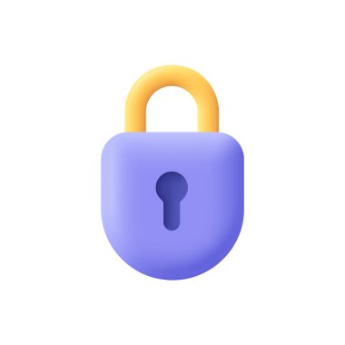 Padlock, lock. Security,  safety, encryption, protection, privacy concept. 3d vector icon. Cartoon minimal style. clipart