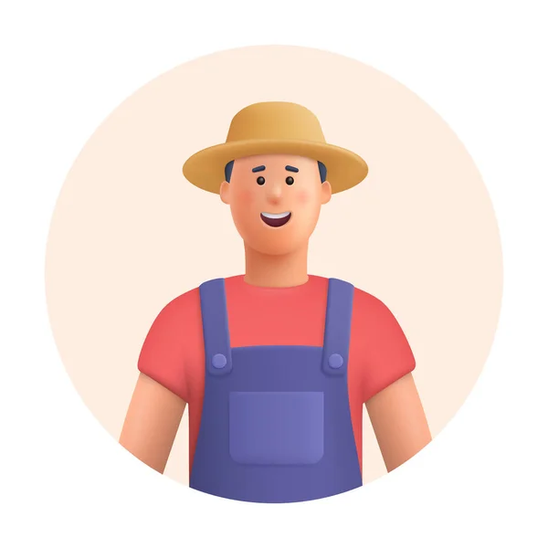 Fiatal Mosolygós Férfi Farmer Mezőgazdasági Munkás Kertészkedés Gazdálkodás Szakmai Foglalkozás — Stock Vector