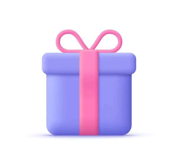 Caja Regalo Con Lazo Cinta Sorpresa Cumpleaños Concepto Vacaciones Icono — Vector de stock