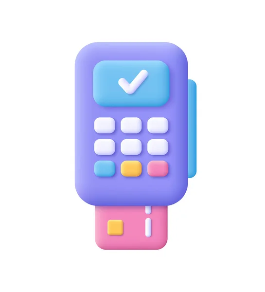Payment Terminal Pos Terminal Check Credit Card Approved Payment Contactless — ストックベクタ