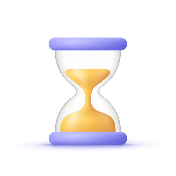砂時計付きの砂時計 ビジネス 時間と期限の概念 3Dベクトルアイコン 漫画のミニマルスタイル — ストックベクタ