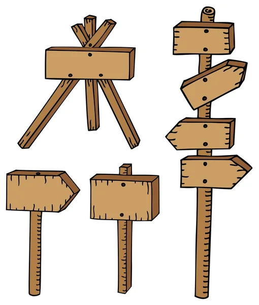 Vários sinais de madeira — Vetor de Stock