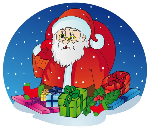 Άγιος Βασίλης με δώρα — Διανυσματικό Αρχείο