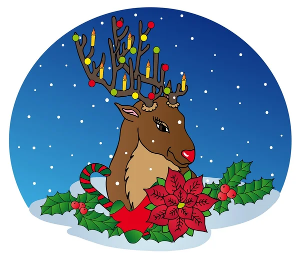 Reindeer with Xmas decoration — Stock Vector