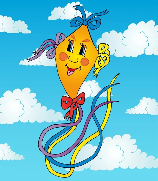 空の上のオレンジ色の凧 — ストックベクタ