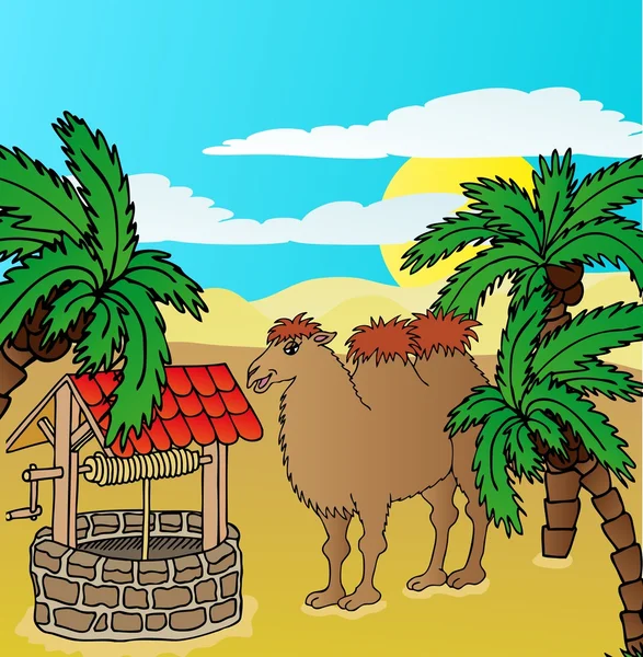 Camello y pozo — Archivo Imágenes Vectoriales