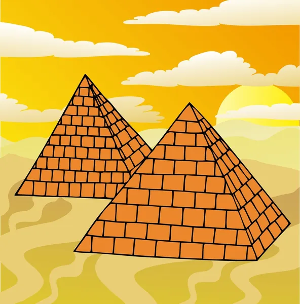 Landschaft mit Pyramiden lizenzfreie Stockillustrationen